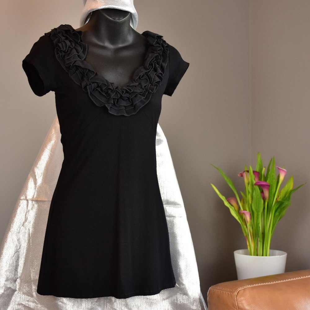 Arden B. Black Tunic with Ruffle Detail